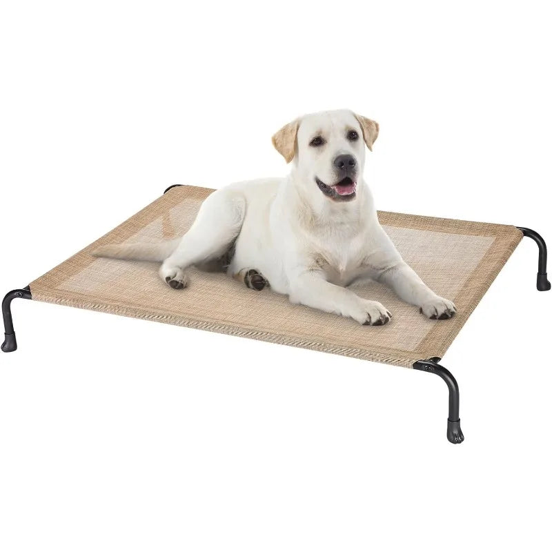 Elevated Raised Dog Bed, Cooling Outdoor Dog Cots Beds for Large Dogs, Pet Hammock Bed with No-slip Feet, Frame with Washable