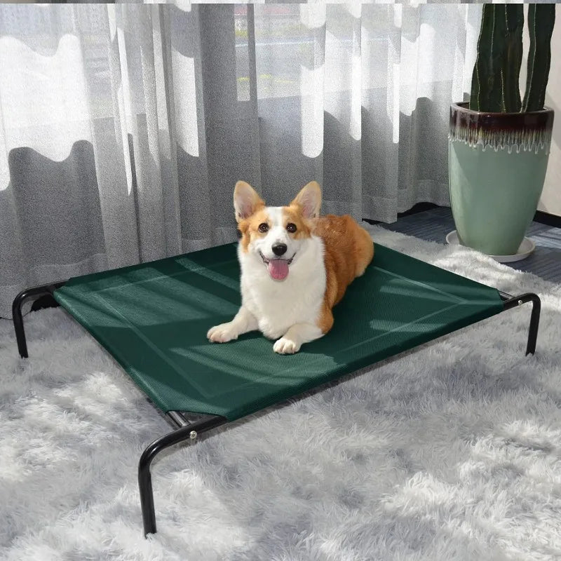 Outdoor Elevated Dog Bed, Raised Dog Cots Beds for Extra Large Medium Small Dogs, Portable Pet Beds with Cooling