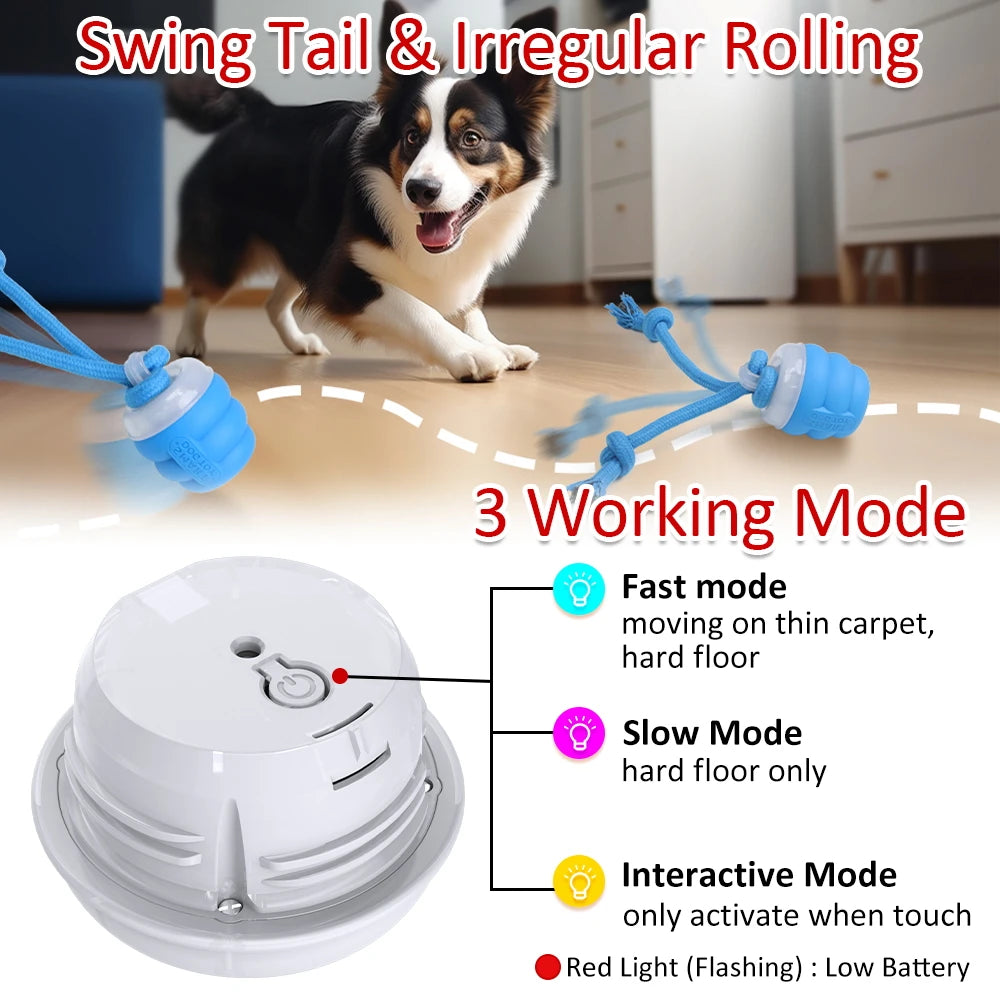 Smart Dog Toy Ball Motion Activated Interactive Small Dog Toys Rotating Teaser Ball Pet Puppy Cleaning Teeth Chew Toys Knot Rope