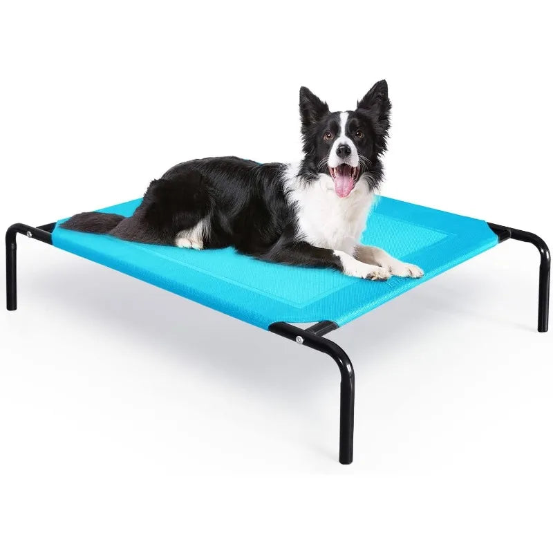 Outdoor Elevated Dog Bed, Raised Dog Cots Beds for Extra Large Medium Small Dogs, Portable Pet Beds with Cooling