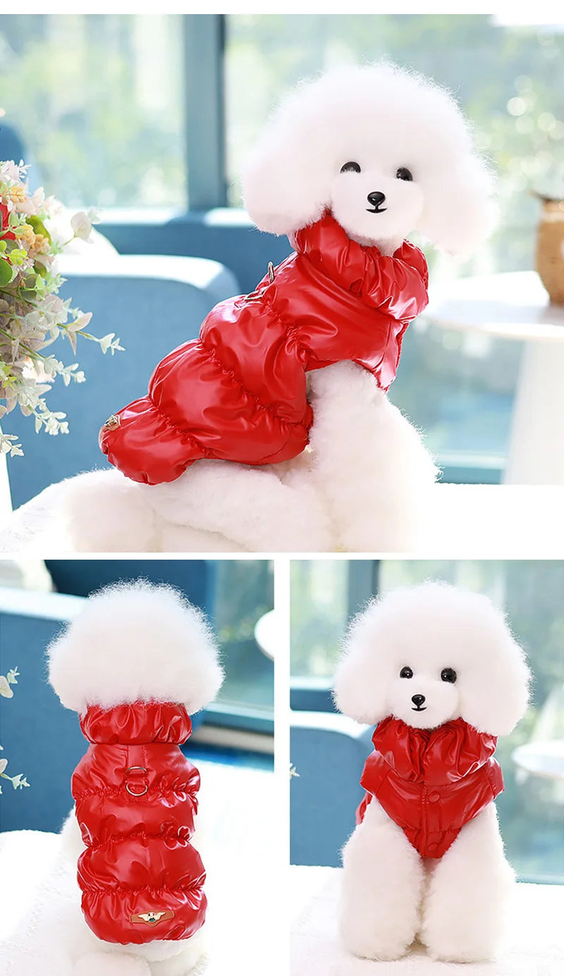 Winter Warm Dog Coat Soft Padded Pet Clothes for Small Medium Dogs Cats with D-ring Puppy Jacket Chihuahua French Poodle Outfit