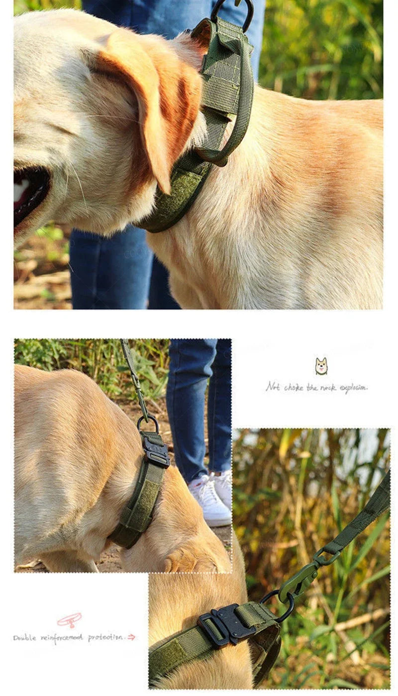 Pet Tactical Dog Collar And Leash Military Adjustable Duarable Nylon Leashs For Medium Large German Shepard Training Accessories