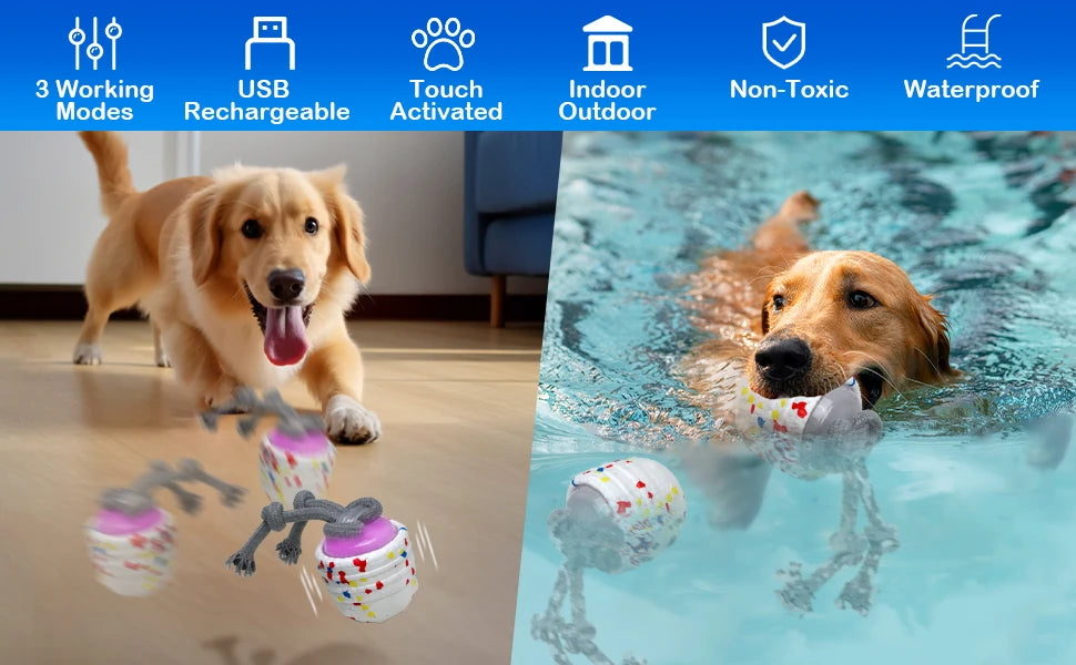 Interactive Dog Toys Automatic,Indoor Moving Dog Toy,Outdoor Floating Dog Water Toy,Motion Activated/Dog Balls to Keep Them Busy