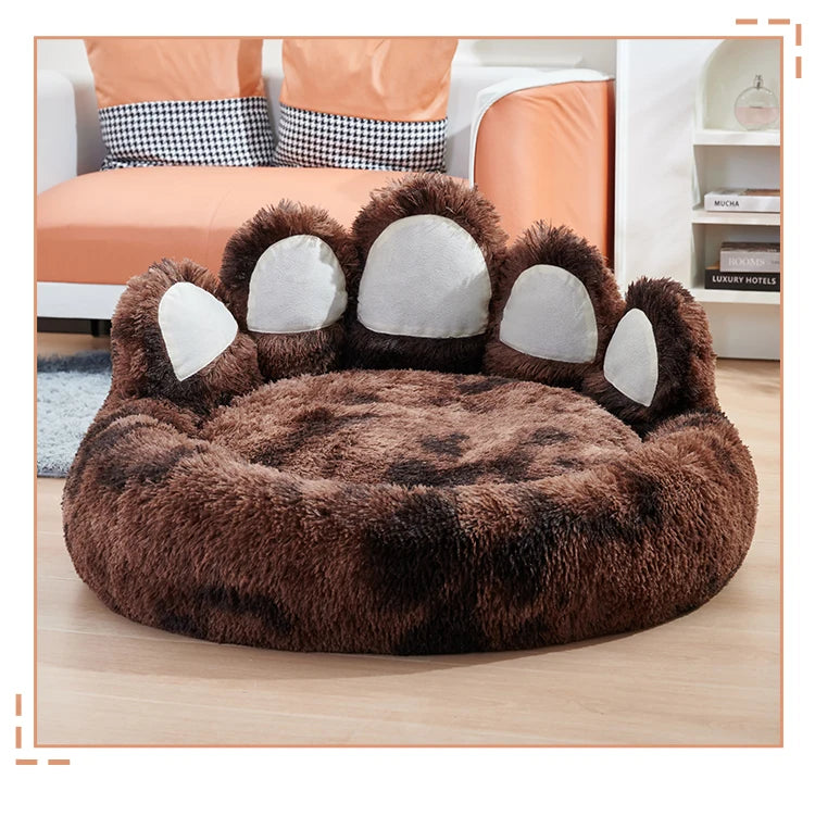 Dog Bed Bear Paw Dog Beds for Small Medium Dogs Cute Dog Cozy Soft Long Plush Round Pet Sofa Bed Cat Bed Cama Para Perro