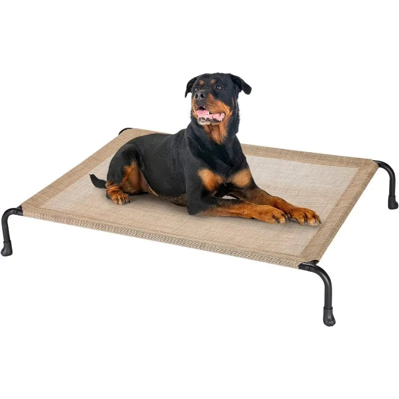 Elevated Raised Dog Bed, Cooling Outdoor Dog Cots Beds for Large Dogs, Pet Hammock Bed with No-slip Feet, Frame with Washable