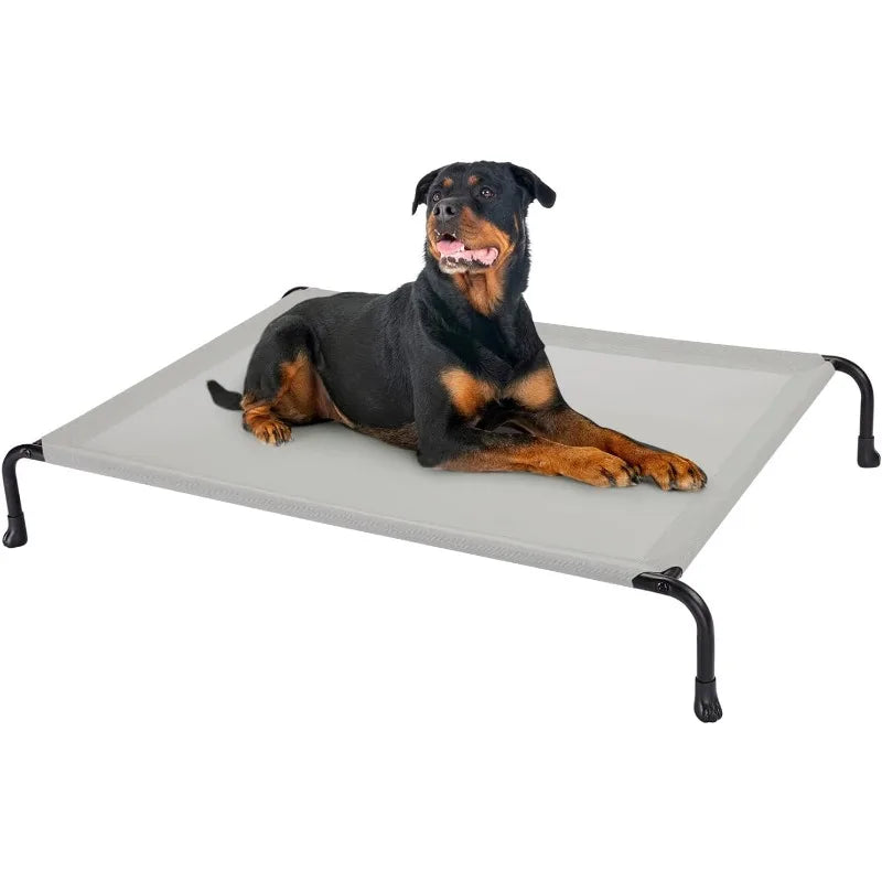 Elevated Raised Dog Bed, Cooling Outdoor Dog Cots Beds for Large Dogs, Pet Hammock Bed with No-slip Feet, Frame with Washable