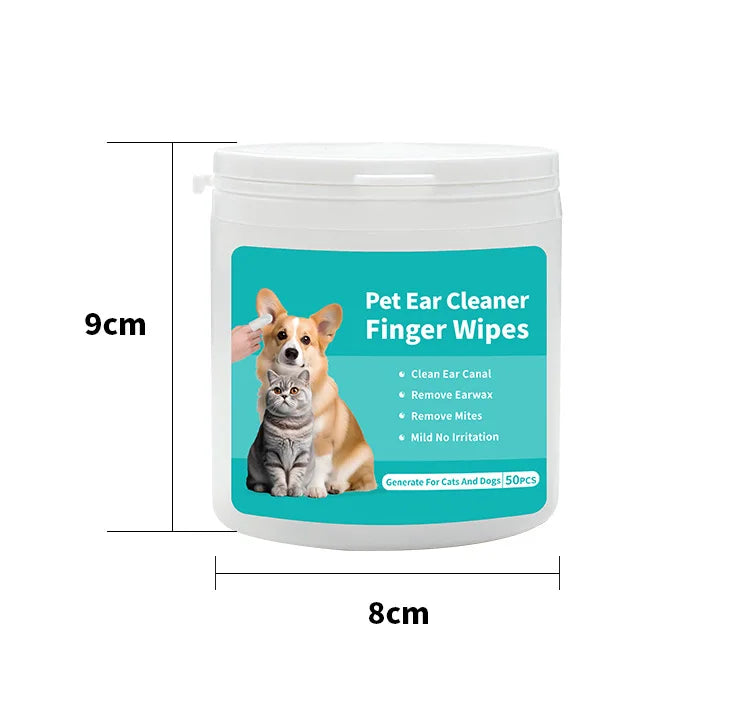 Pet products, pet ear cleaning wipes, ear care finger covers, ear mite removal, cat and dog ear cleaning