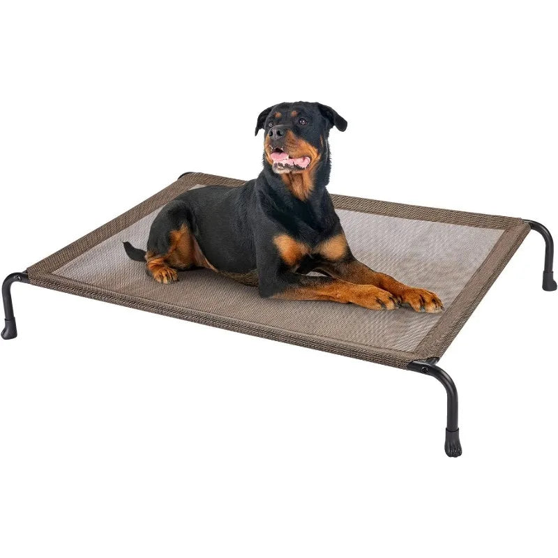 Elevated Raised Dog Bed, Cooling Outdoor Dog Cots Beds for Large Dogs, Pet Hammock Bed with No-slip Feet, Frame with Washable