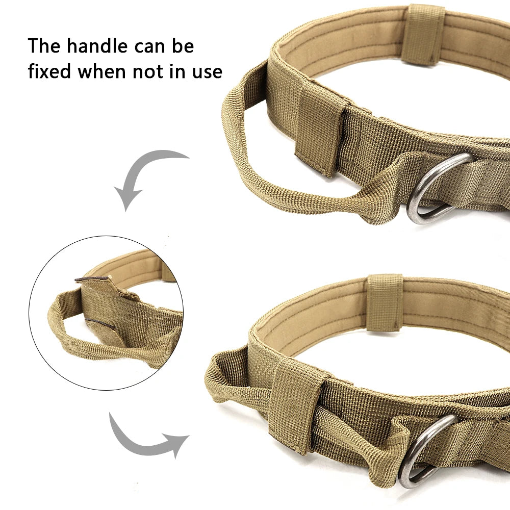 Nylon Tactical Dog Harness Collar Leash No Pull Military Pet Harness Vest For Medium Large Dogs Training Molle Harness Pouches