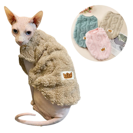 Soft Cat Clothes For Small Medium Dog Cats Sphynx Fleece Pullover Sweatshirt Autumn Winter Warm Puppy Kitten Coat Pet Costume