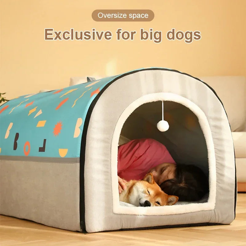 Warm Winter Cat Dog Bed Mat Deep Sleep Tent Cozy Geometric House Nest Removable Washable for Medium Large Dogs Pet Supplies