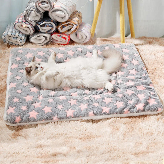 Plush Dog Cat Bed Soft Flannel Pet Blanket Pad Thickened Pet Bed Mat Pets Products Dog Bed For Small Large cat Dogs Carpet