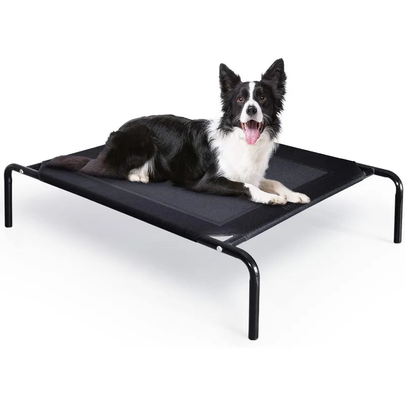 Outdoor Elevated Dog Bed, Raised Dog Cots Beds for Extra Large Medium Small Dogs, Portable Pet Beds with Cooling