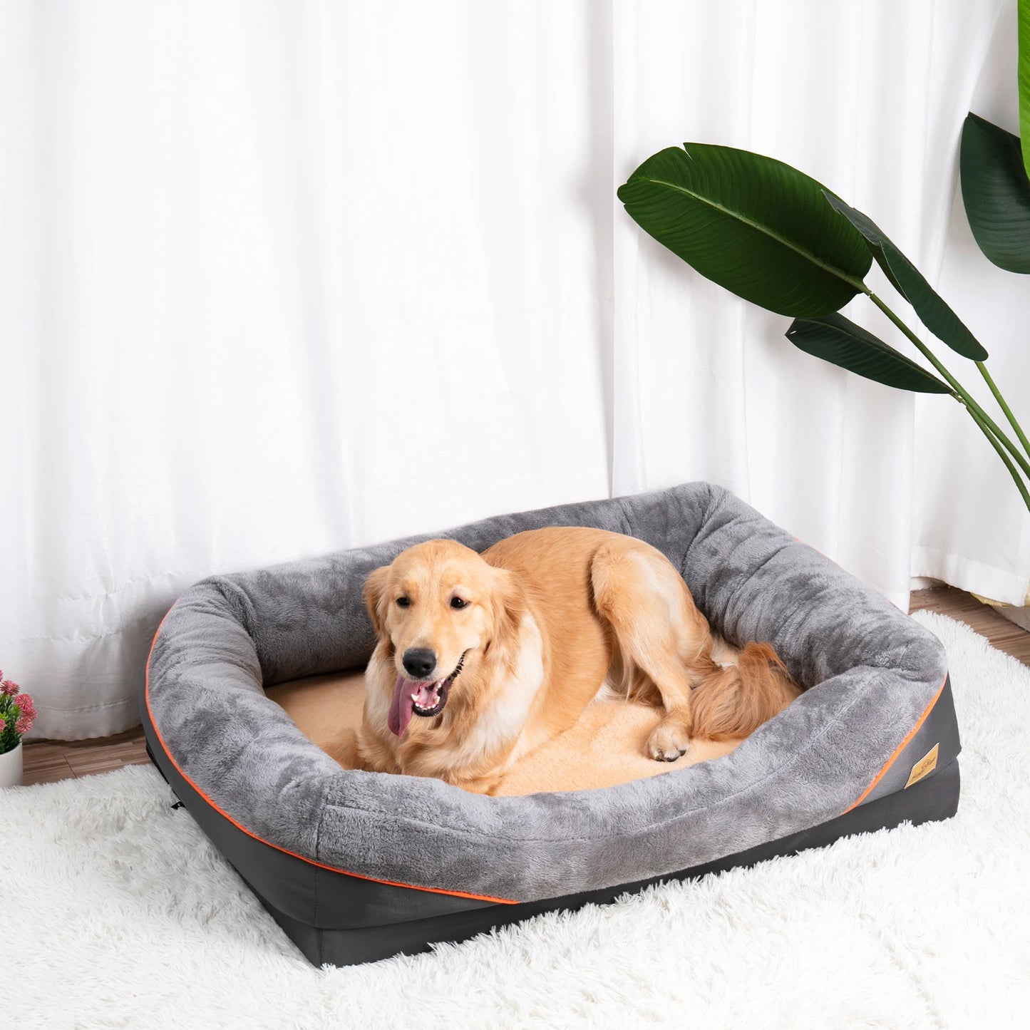 Large Dog Bed Soft Comfortable Anti Allergy Warm Fleece Removable Washable Cover Pet Bed Waterproof