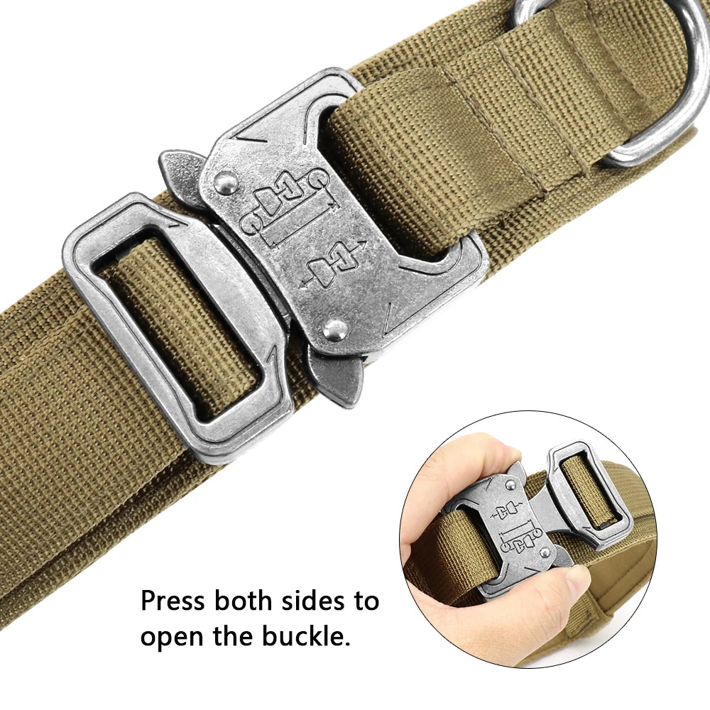 Nylon Tactical Dog Harness Collar Leash No Pull Military Pet Harness Vest For Medium Large Dogs Training Molle Harness Pouches