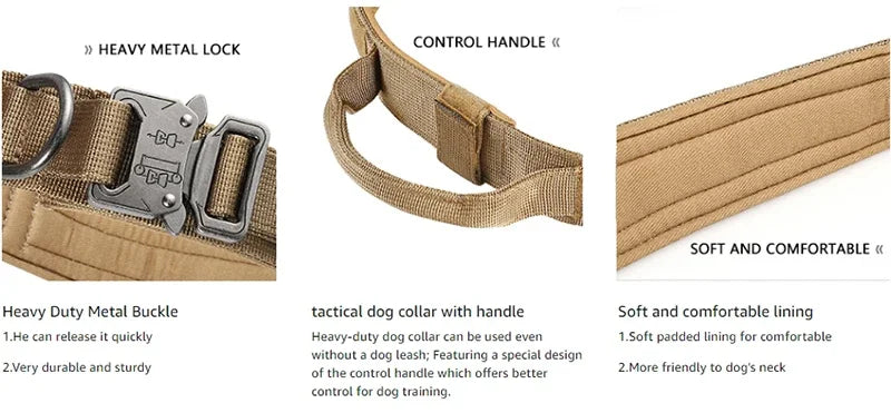 Pet Tactical Dog Collar And Leash Military Adjustable Duarable Nylon Leashs For Medium Large German Shepard Training Accessories