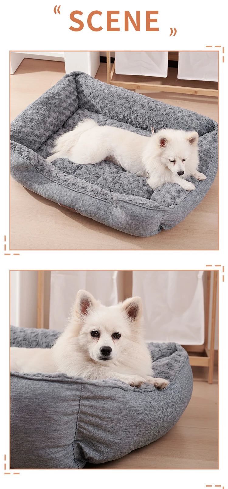 Dog Bed for Large Medium Small Dogs Thickened Filled Rectangle Dog Bed Orthopedic Calming Down Deep Sleeping Dog Sofa Bed