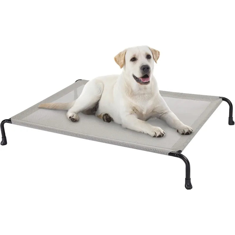 Elevated Raised Dog Bed, Cooling Outdoor Dog Cots Beds for Large Dogs, Pet Hammock Bed with No-slip Feet, Frame with Washable