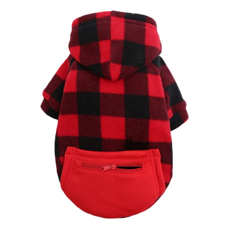 Dog Classic Plaid Hoodie Pet Comfortable Windproof for Small Medium Dog Cats Autumn Winter Dog Clothes