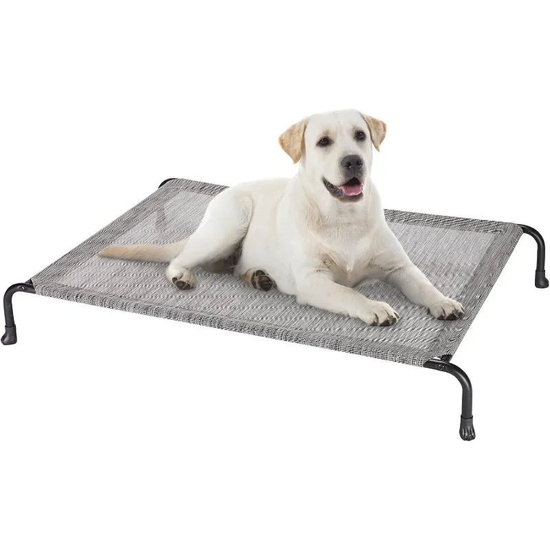 Elevated Raised Dog Bed, Cooling Outdoor Dog Cots Beds for Large Dogs, Pet Hammock Bed with No-slip Feet, Frame with Washable