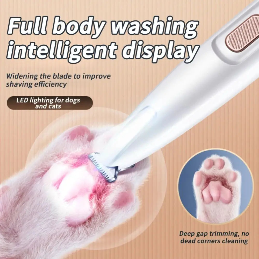 With LED Light Dog Paw Trimmer Fully Waterproof 18mm Widen Head Pet Hair Trimmer Intelligent with LED Display Dog Hair Clipper