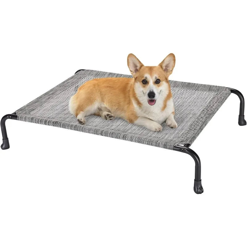 Elevated Raised Dog Bed, Cooling Outdoor Dog Cots Beds for Large Dogs, Pet Hammock Bed with No-slip Feet, Frame with Washable