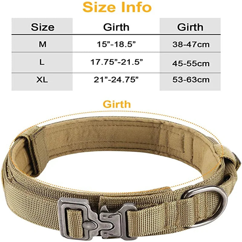 Durable Tactical Dog Collar Leash Set Adjustable Military Pet Collar Leash Medium Large Dog German Shepherd Training Accessories