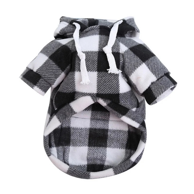 Dog Classic Plaid Hoodie Pet Comfortable Windproof for Small Medium Dog Cats Autumn Winter Dog Clothes