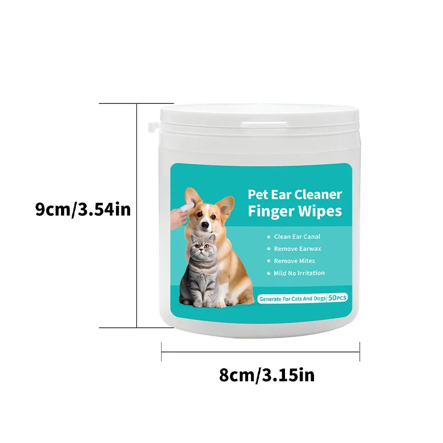 Pet products, pet ear cleaning wipes, ear care finger covers, ear mite removal, cat and dog ear cleaning