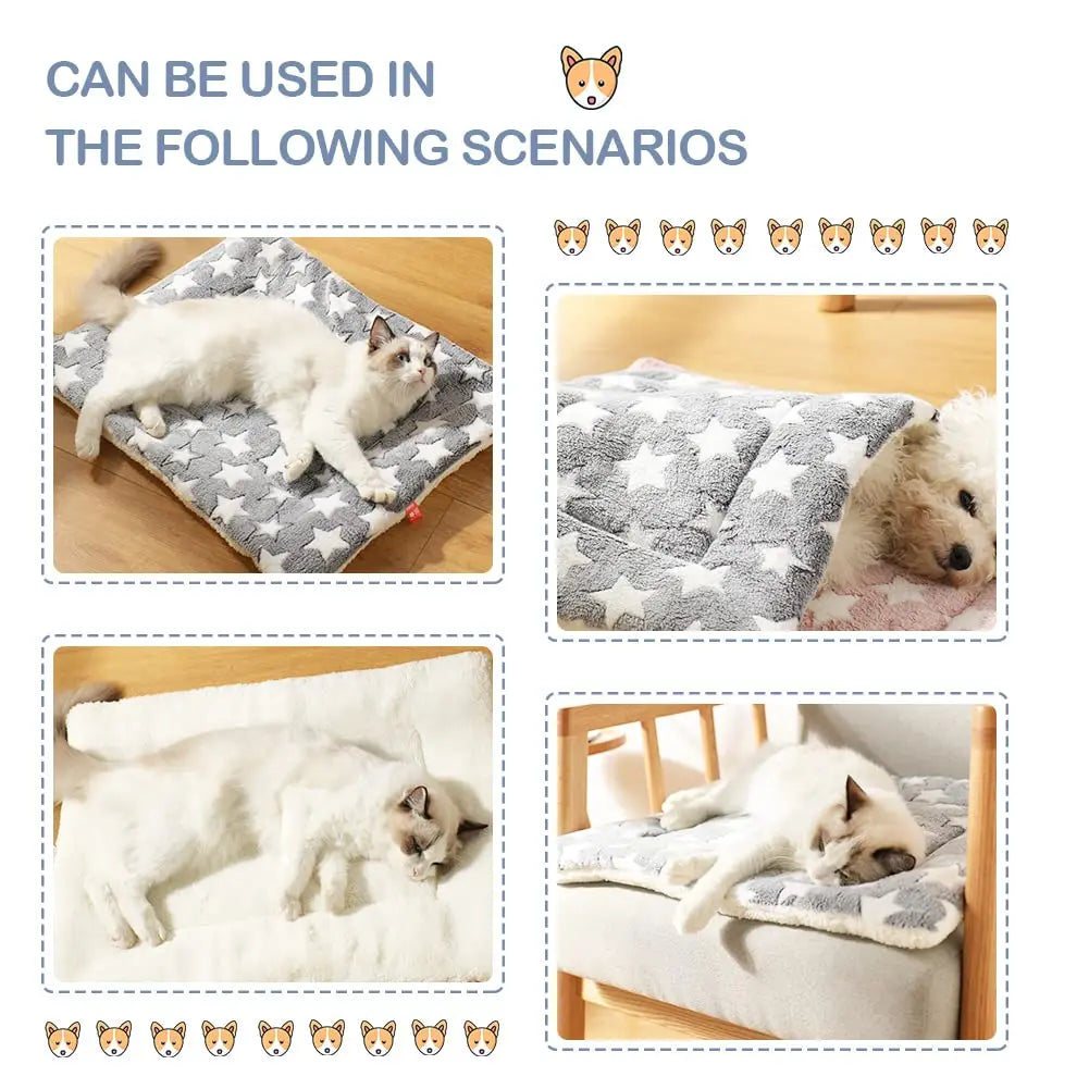 Plush Dog Cat Bed Soft Flannel Pet Blanket Pad Thickened Pet Bed Mat Pets Products Dog Bed For Small Large cat Dogs Carpet