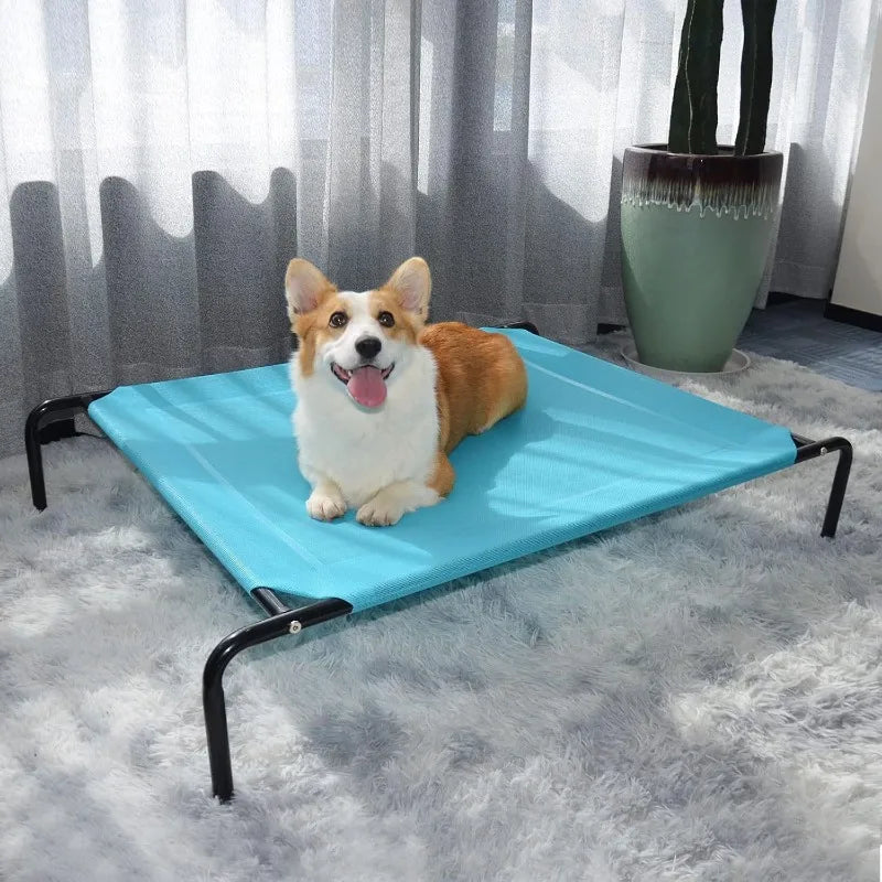 Outdoor Elevated Dog Bed, Raised Dog Cots Beds for Extra Large Medium Small Dogs, Portable Pet Beds with Cooling