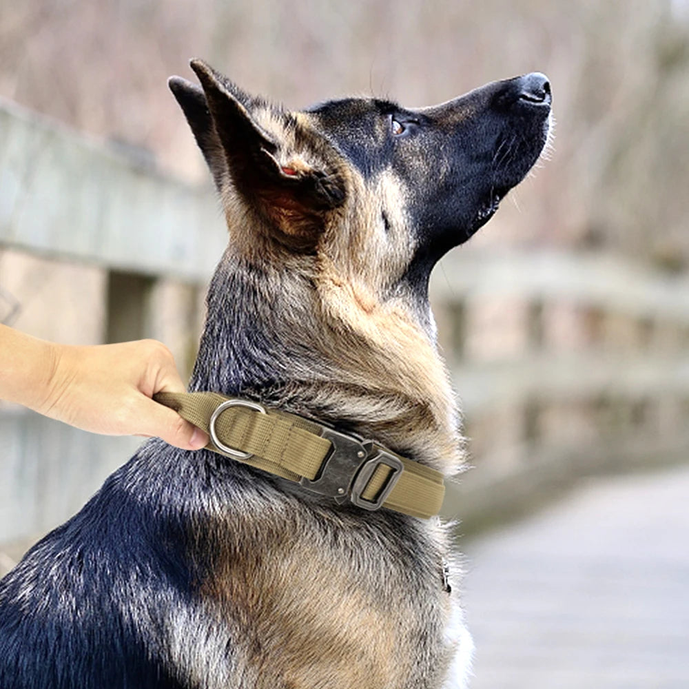 Durable Tactical Dog Collar Leash Set Adjustable Military Pet Collar Leash Medium Large Dog German Shepherd Training Accessories