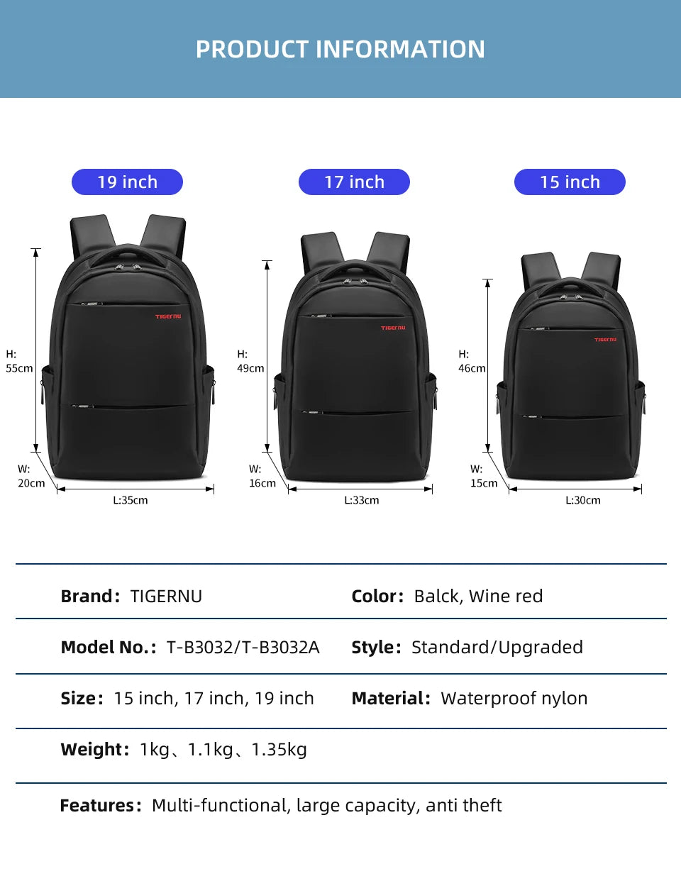 Lifetime Warranty Anti Theft Large Capacity 15.6 17 inch College Laptop Backpack Men Backpack Female Women Travel Bag Mochila