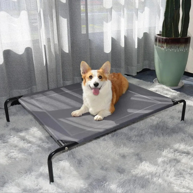 Outdoor Elevated Dog Bed, Raised Dog Cots Beds for Extra Large Medium Small Dogs, Portable Pet Beds with Cooling