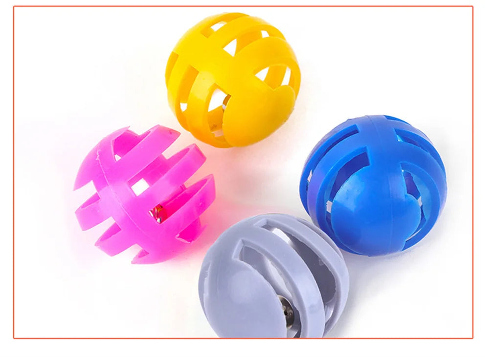 Toys For Cats Ball With Bell Playing Chew Rattle Scratch Plastic Ball Interactive Cat Training Toys Cat Toy Cat Favor Pet Supply