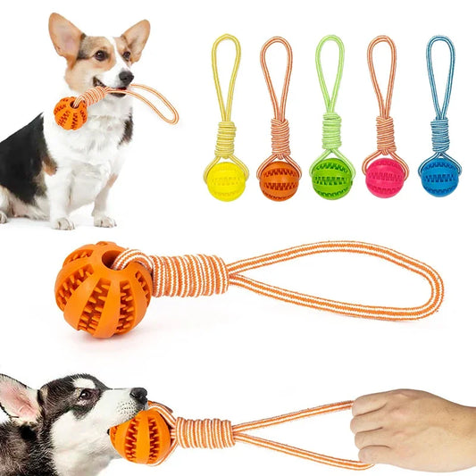 Pet Treat Balls with Rope Interactive Dog Rubber Leaking Balls Toy for Small Large Dogs Chewing Bite Resistant Toys Pet Supplies