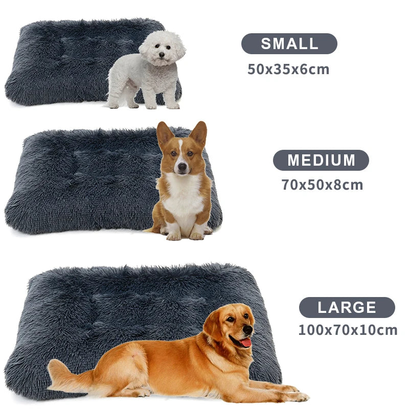 Long Plush Dog Bed Soft Dog House Pet Blanket For Small Large Dogs Cat Bed Mat Chihuahua Sofa Sleeping Cushion Pet Supplies